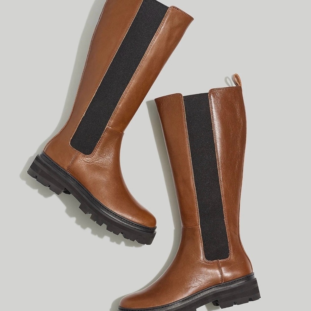 Brown Leather Knee-High Boots
